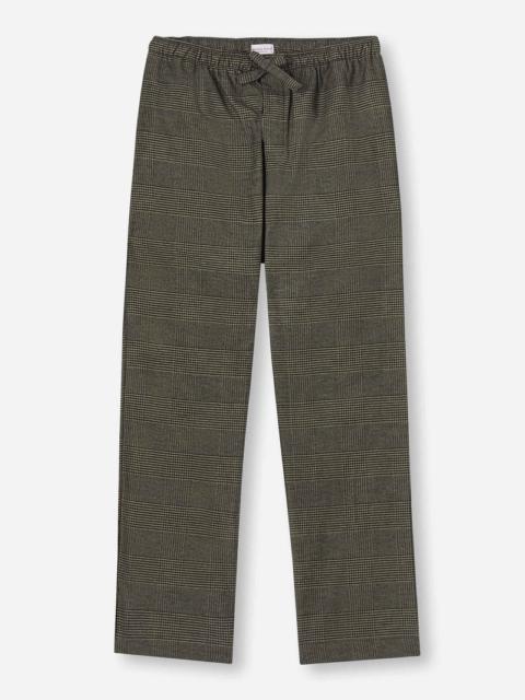 Derek Rose Men's Lounge Trousers Kelburn 41 Brushed Cotton Khaki