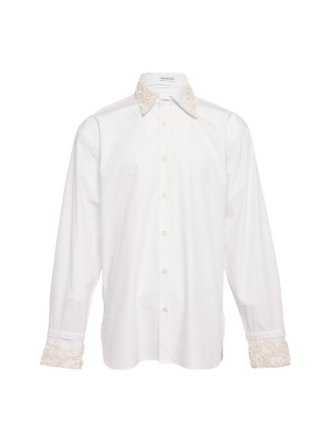 Dries Van Noten Embroidery Cotton Poplin Long Sleeve Shirt