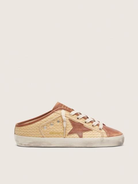 Golden Goose Women’s Super-Star Sabots in raffia with brick-red star