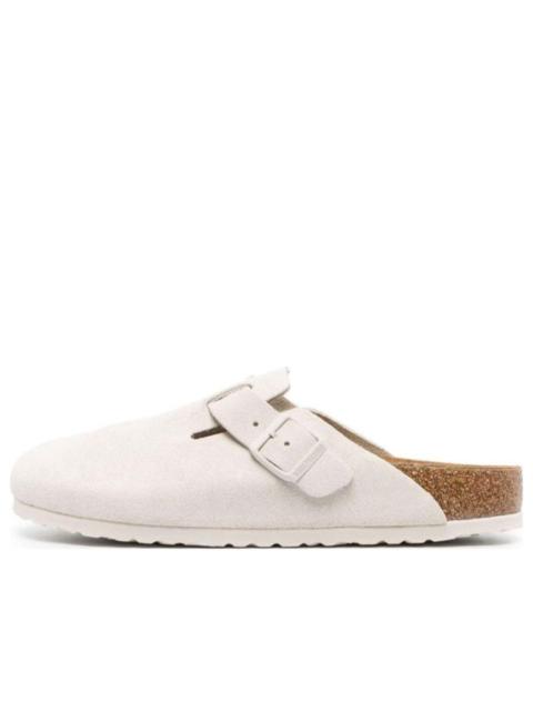 BIRKENSTOCK Birkenstock Boston Suede Leather Narrow Fit Sandals 'Antique White' 1024740