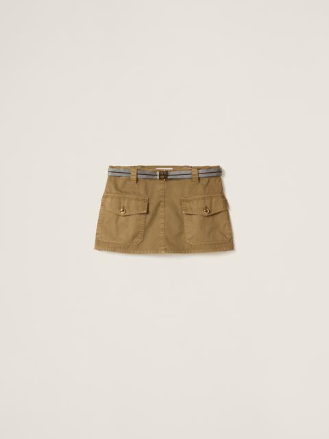 Miu Miu Garment-dyed cotton satin miniskirt