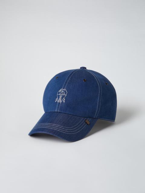 Brunello Cucinelli Lightweight denim baseball cap with embroidered logo