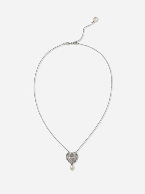 Devotion necklace in white gold with diamonds and pearls