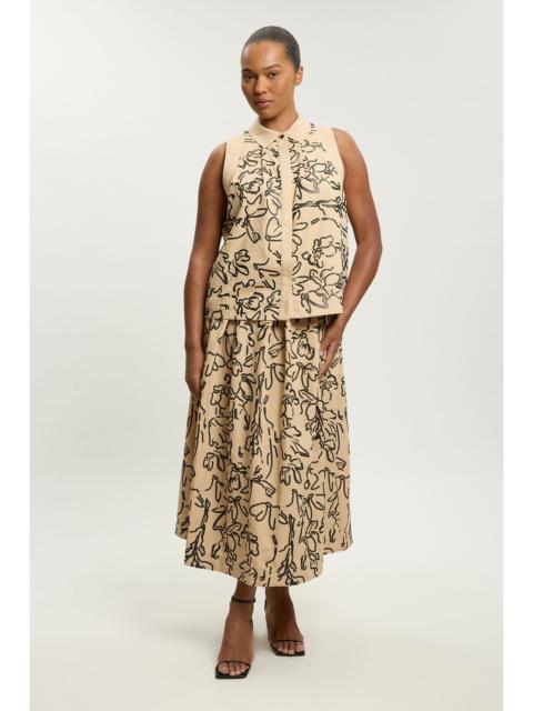 KAREN MILLEN Plus Size Linen Matte Sequin Collared Top