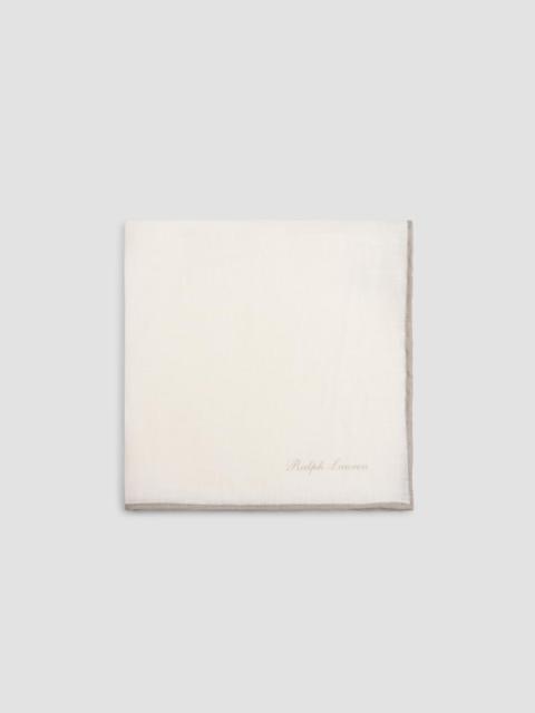 Ralph Lauren Men's Linen Tipped Pocket Square - White With Pearl