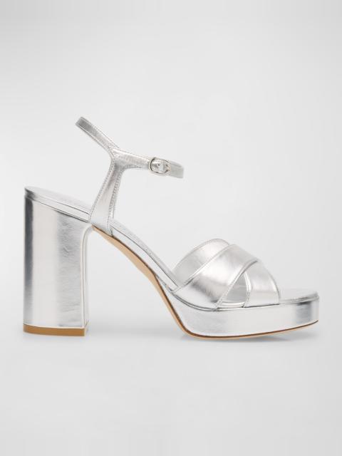 Stuart Weitzman Dayna Metallic Crisscross Platform Sandals