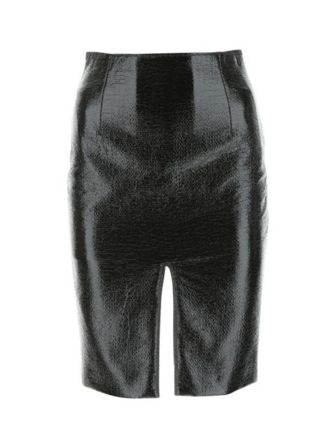 Black synthetic leather skirt