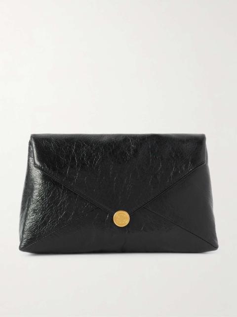 Dries Van Noten Medium textured-leather clutch Black