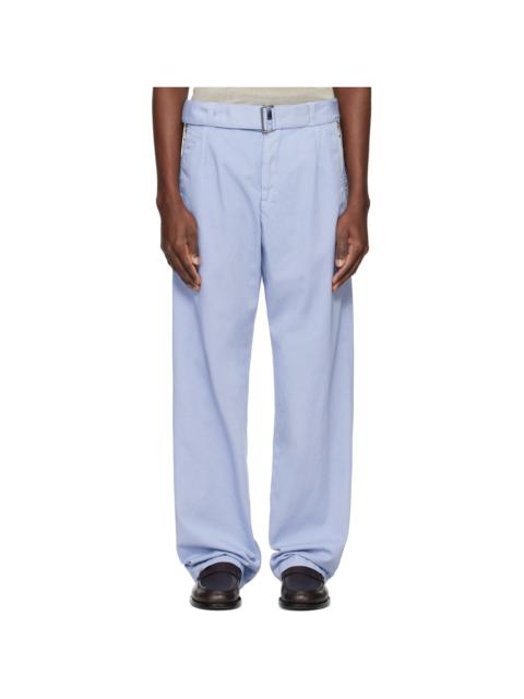 Dries Van Noten Blue Straight Belted Trousers