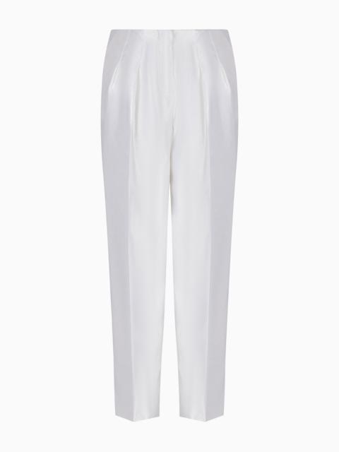GIORGIO ARMANI Silk-and-linen single-dart trousers