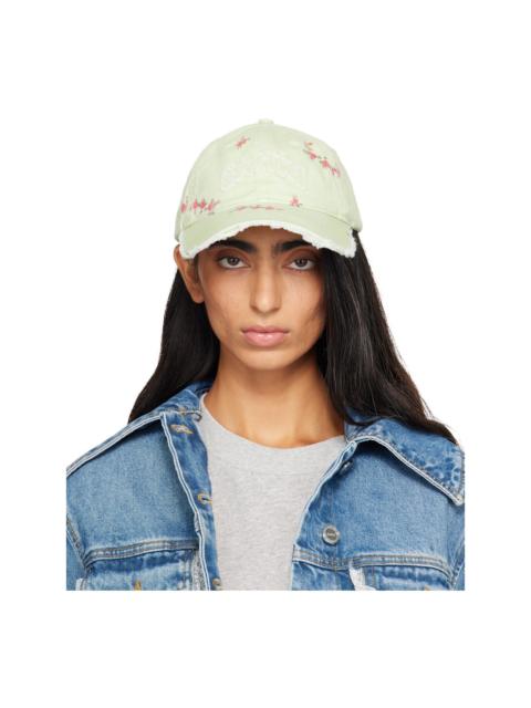 GANNI Green Printed Washed Cotton Cap