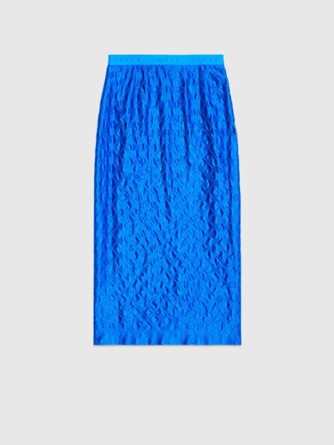 スカート Gg Supreme Blue Silk Skirt gucci-gg-supreme-blue-silk-