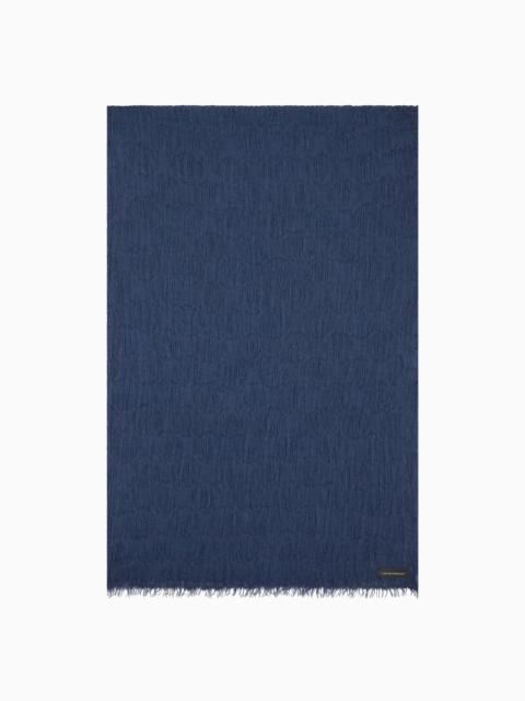 EMPORIO ARMANI BRUSHED LINEN-BLEND POLKA-DOT JACQUARD STOLE