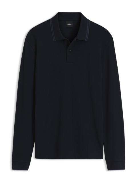 BOSS WAFFLE-TEXTURED POLO SHIRT IN STRETCH COTTON