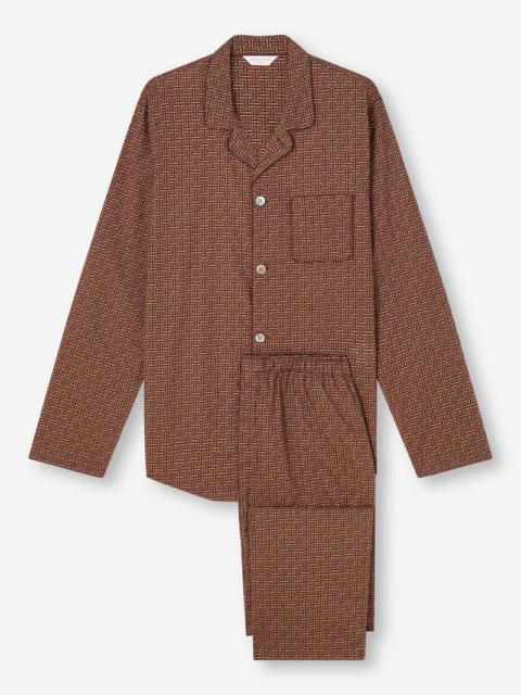 Derek Rose Men's Modern Fit Pajamas Ledbury 72 Cotton Batiste Burgundy