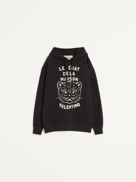 Valentino COTTON SWEATSHIRT WITH CHAT DE LA MAISON PATCH