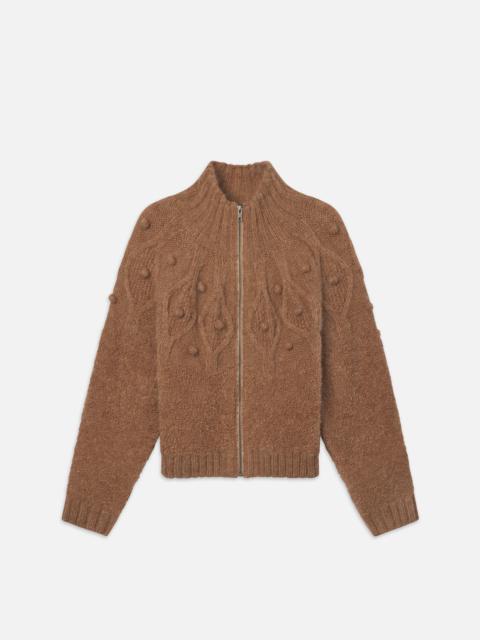 FRAME Popcorn Zip Cardi in Mink