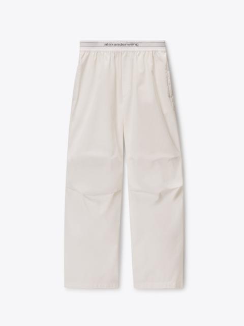 Alexander Wang mid-rise pleated wide-leg pant with logo elastic waist