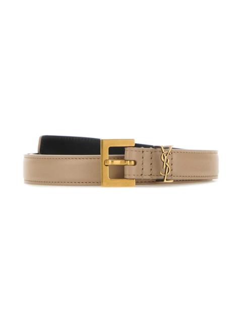 SAINT LAURENT Cappuccino Leather Belt