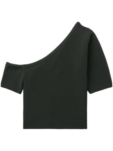 ribbed-knit one-shoulder top