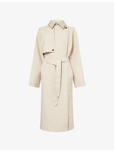 Bottega Veneta Pinstripe Oversize Wool-Blend Trench Coat