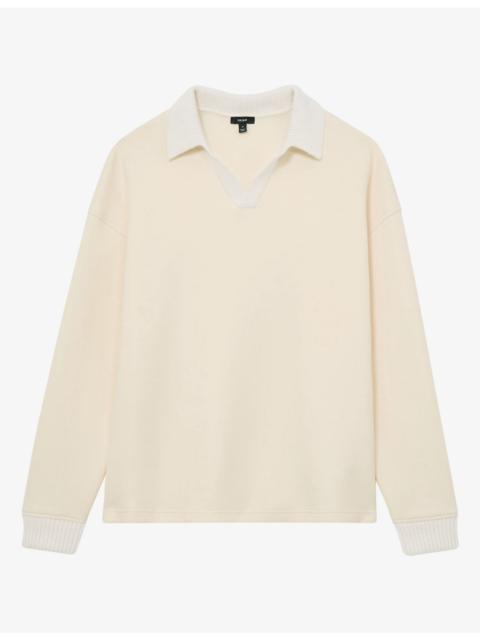 REISS Beaton Open-Collar Cotton-Blend Sweatshirt
