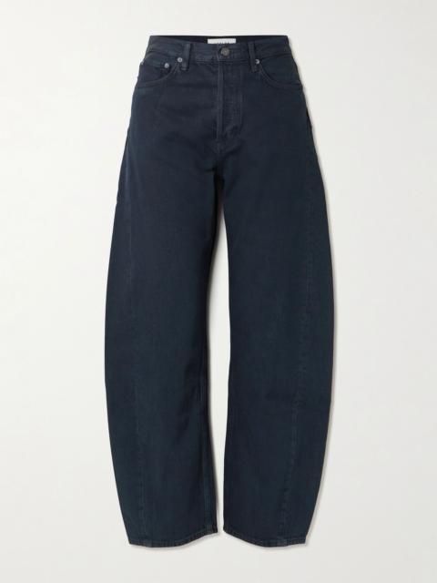 AGOLDE Luna Pieced high-rise barrel-leg jeans Dark denim