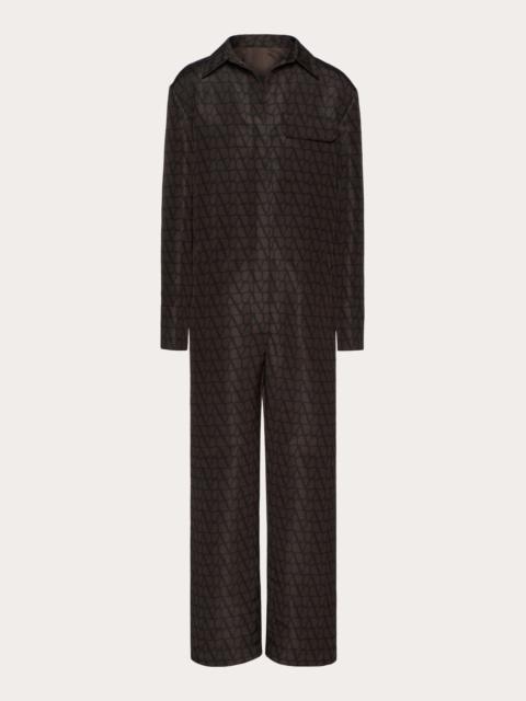 Valentino SILK FAILLE JUMPSUIT WITH ALL-OVER TOILE ICONOGRAPHE PRINT