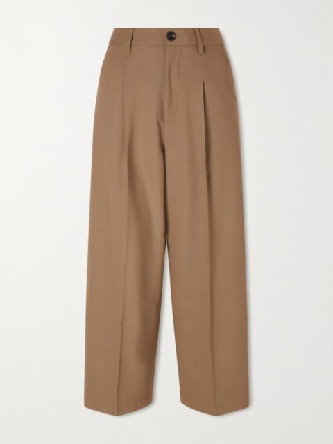 MARIA McMANUS Cropped Pleated Wool-blend Wide-leg Pants