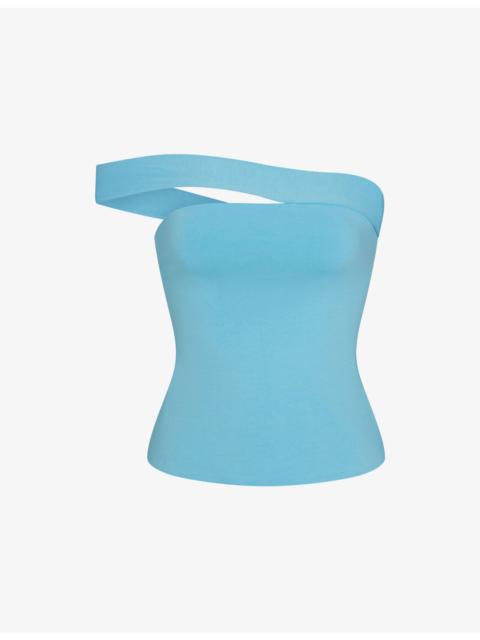 SKIMS Asymmetric Off-The-Shoulder Stretch-Cotton Jersey Top