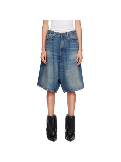 R13 Indigo Jesse Denim Shorts