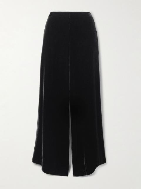 The Row Elezar velvet wide-leg pants Black