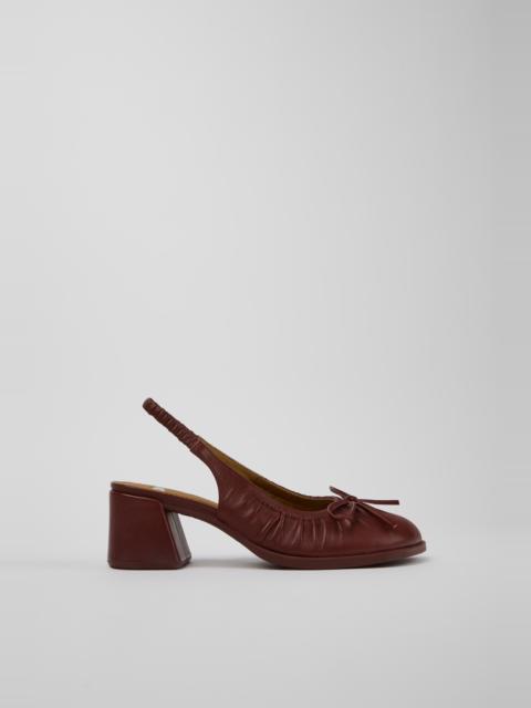 CAMPER Kora Burgundy Leather Semi-Open Shoes for Women.