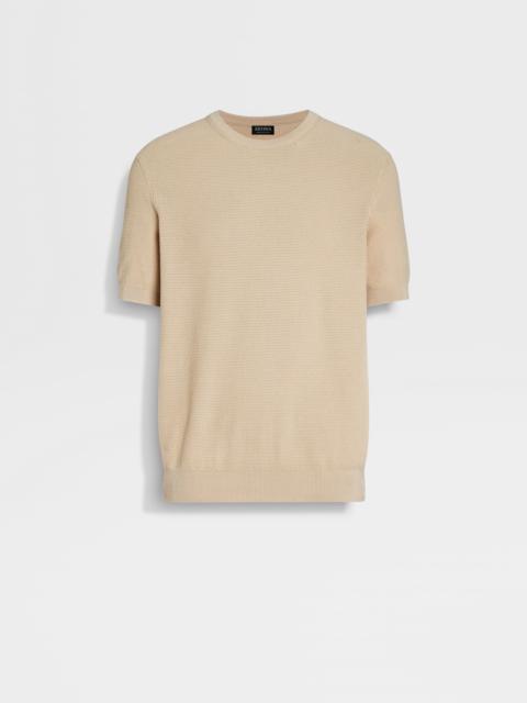 ZEGNA LIGHT BEIGE PREMIUM COTTON CREWNECK