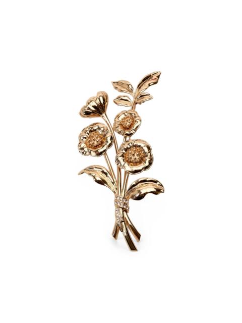 CAROLINA HERRERA floral-motif crystal-embellished brooch