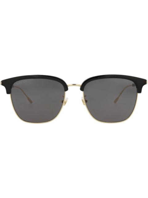 Gucci Round-Frame Recycled Acetate Sunglasses Black Gold Grey (GG1275SA-30013860-001)