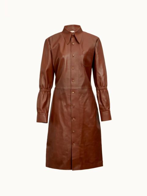 Tod's LEATHER SHIRT DRESS - BROWN