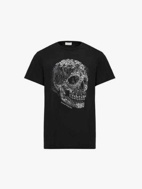 Alexander McQueen Men's Crystal Skull T-shirt in Black/white