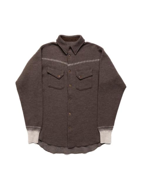 Kapital 12G Fulling Knit HUSKEY Western Shirt - Brown