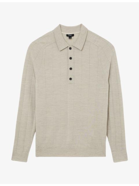 REISS Greyson Long-Sleeved Wool Polo Jumper