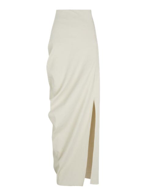 cortana Arne Asymmetric Linen-Blend Maxi Skirt off-white