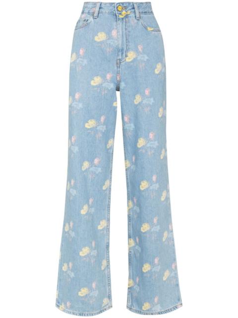 GANNI floral-print boyfriend jeans