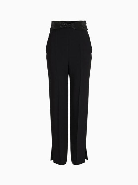 GIORGIO ARMANI Straight trousers in silk cady with rhinestone details