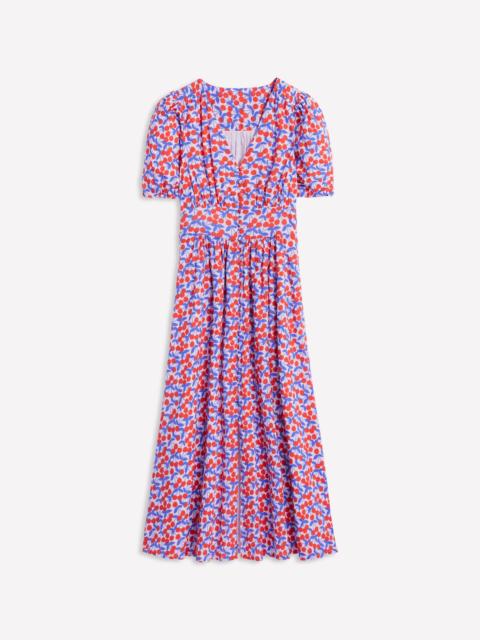 BODEN Lillian Cotton Midi Dress-Chalk Pink, Cherry Cascade