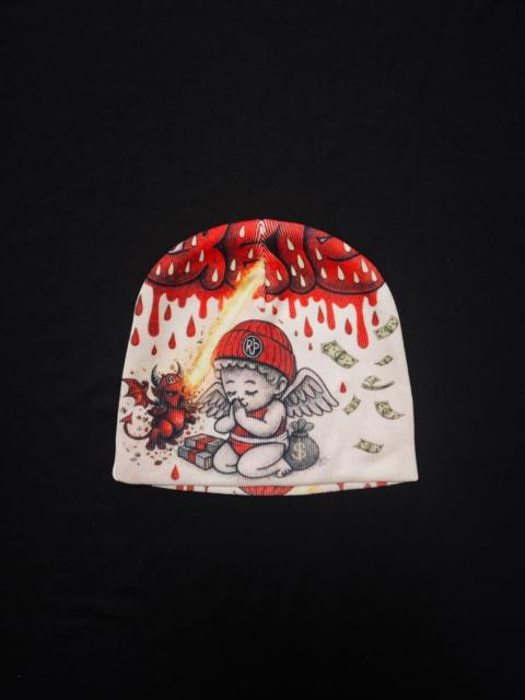 Other brands Japanese Brand - Rare Y2K Angel Devil Graphic Beanie Bleeding Eye McBling Hat