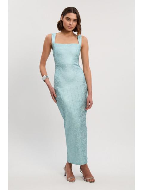 KAREN MILLEN Petite Foil Metallic Figure Form Bandage Strappy Knit Maxi Dress