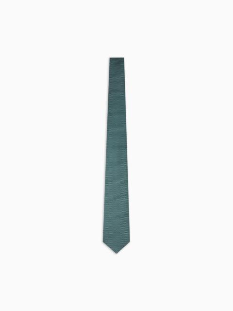 EMPORIO ARMANI SILK BLEND TIE WITH JACQUARD OP-ART MICRO-PATTERN