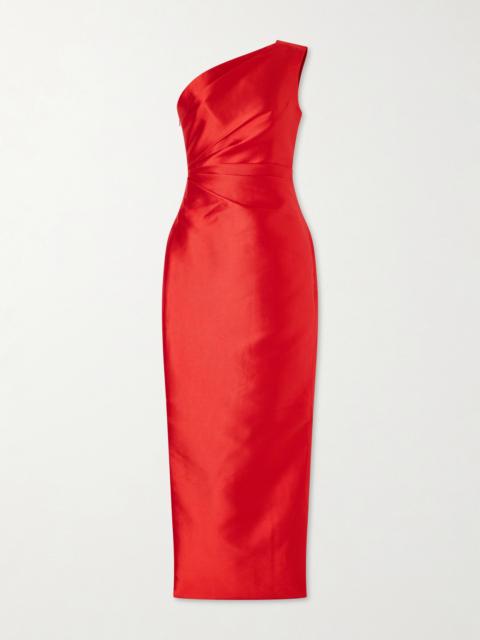 SOLACE LONDON Kira Gathered Satin-twill Gown