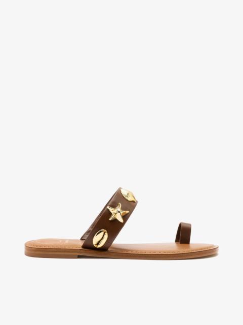 Madison Thong Sandal In Burnt Umber Leather