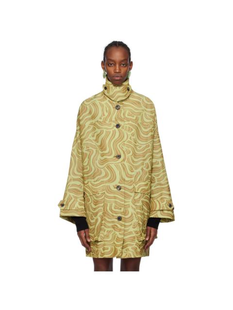 Dries Van Noten Green Printed Coat